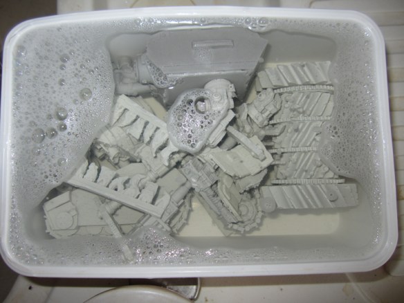 Soaking the parts in washing up liquid solution